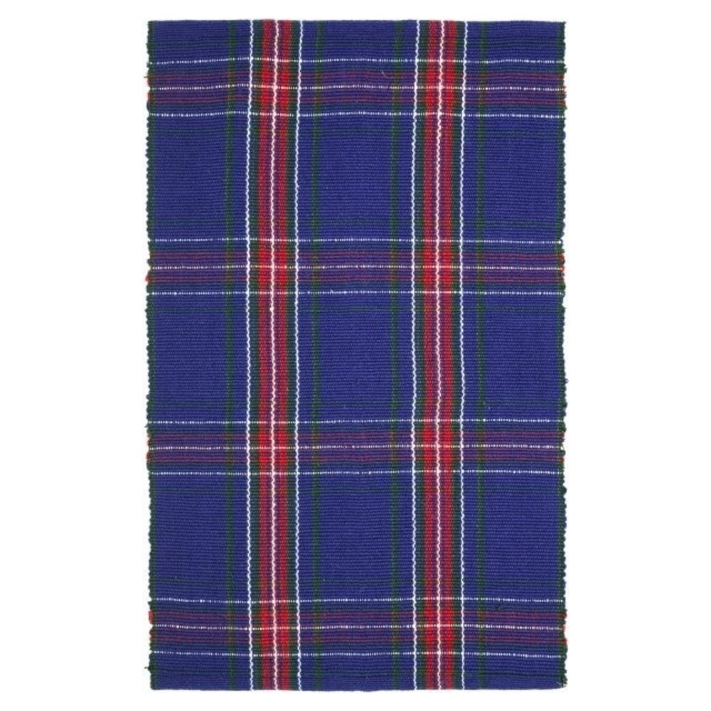 My Texas House Navy Tartan Plaid Indoor/Outdoor Layering Rug 24x38